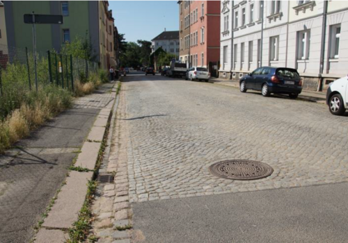 Blick in die Lutherstraße vor der geplanten Baumaßnahme